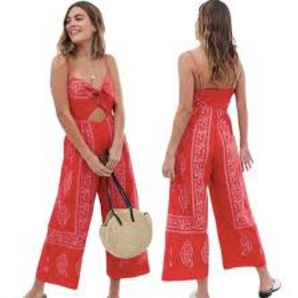 Free People Feel the Sun Bandana Jumpsuit Size 0 - Picture 2 of 15